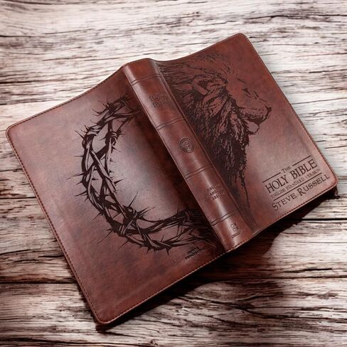 Personalized ESV Laser Engraved Lion and Crown of Thorns Bible | Custom Engraved Large Print | Perfect Baptism Gift and Religious Keepsake in Saudi Arabia