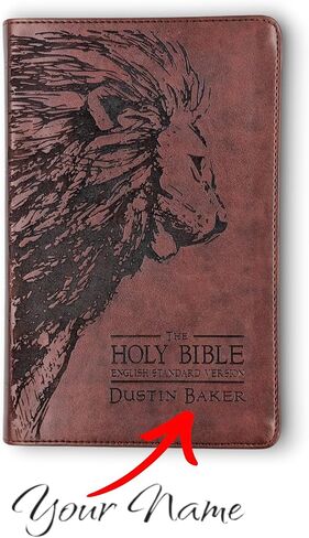 Personalized ESV Laser Engraved Lion and Crown of Thorns Bible | Custom Engraved Large Print | Perfect Baptism Gift and Religious Keepsake in Saudi Arabia