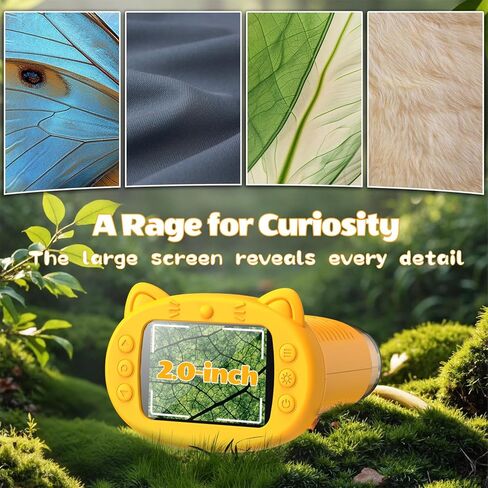 Kids Microscope, 1000X Portable Mini Pocket Microscope with 2.0″ IPS Screen & 8 LEDs, Rechargeable, STEM Educational Science Kit Toys, Best Christmas Birthday Gifts for 4-12 Year Old Girls in Kuwait