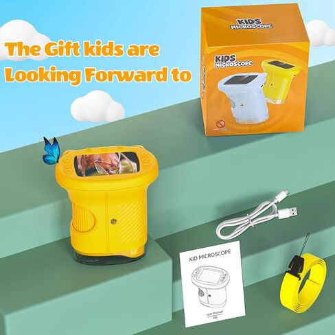 Kids Microscope, 1000X Portable Mini Pocket Microscope with 2.0″ IPS Screen & 8 LEDs, Rechargeable, STEM Educational Science Kit Toys, Best Christmas Birthday Gifts for 4-12 Year Old Girls in Kuwait