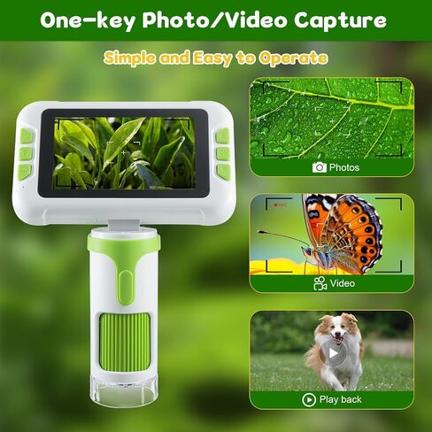 1600X Digital Microscope for Kids, Upgraded Portable Microscope with 4.0 inch HD Screen, 2-in-1 Desktop Handheld Miniscope Rechargeable Student Education Science Microscopes Gift for Kids in Saudi Arabia