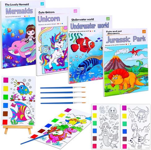 JUNQIU Watercolor Coloring Books for Kids, Paint With Water Books in Saudi Arabia