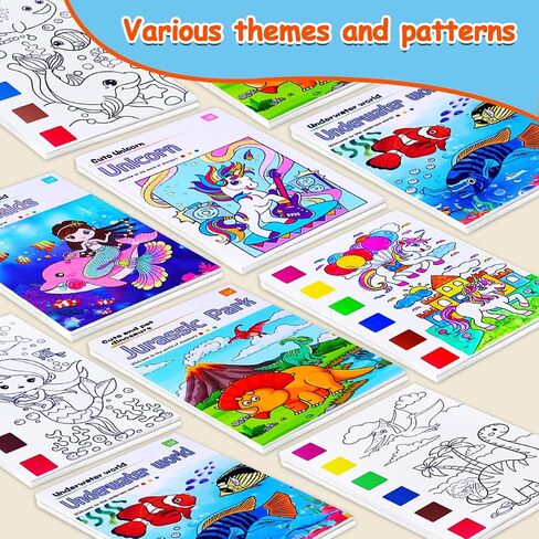 JUNQIU Watercolor Coloring Books for Kids, Paint With Water Books in Saudi Arabia