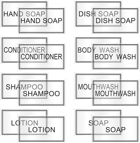 Clear Waterproof Labels for Bottles Bathroom 40 PCS Kitchen Minimalist Organization Removable Labels for Hand Soap Shampoo Body Wash in Kuwait