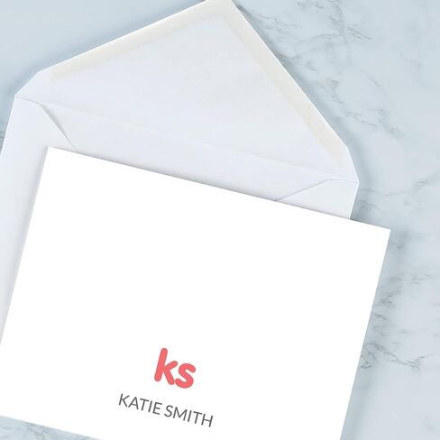 Elegant Personalized Note Card Set (3 color choices) - 24 Cards with White Envelopes, 4¼ x 5½ Inch Size, Blank Inside, Add a Name, For Thank You Notes, or Graduation Gifts in Saudi Arabia