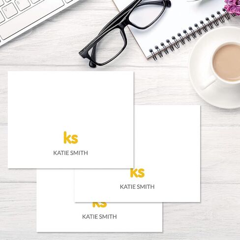 Elegant Personalized Note Card Set (3 color choices) - 24 Cards with White Envelopes, 4¼ x 5½ Inch Size, Blank Inside, Add a Name, For Thank You Notes, or Graduation Gifts in Saudi Arabia