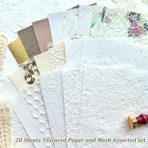 20 فريدة من نوعها A5 Scrapbook Paper و Mesh Mesh Paper ، ورق حرفي مصنوع يدويًا لخلاصات ، مستلزمات Junk Journal ، وصنع البطاقات ، و Decoupage ، و Collage & Gift. in Kuwait