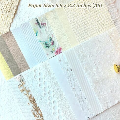20 فريدة من نوعها A5 Scrapbook Paper و Mesh Mesh Paper ، ورق حرفي مصنوع يدويًا لخلاصات ، مستلزمات Junk Journal ، وصنع البطاقات ، و Decoupage ، و Collage & Gift. in Kuwait