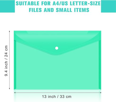 24 PCS Plastic Filing Ackets مع إغلاق زر SNAP ， مجلدات مستندات واضحة لملفات الحرف A4 ， مجلدات بولي ， للمستلزمات المدرسية والمكتبية （خضراء） in Kuwait