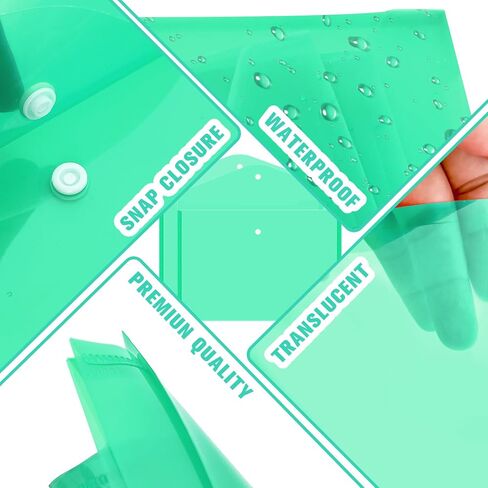 24 PCS Plastic Filing Ackets مع إغلاق زر SNAP ， مجلدات مستندات واضحة لملفات الحرف A4 ， مجلدات بولي ， للمستلزمات المدرسية والمكتبية （خضراء） in Kuwait