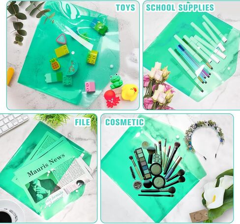 24 PCS Plastic Filing Ackets مع إغلاق زر SNAP ， مجلدات مستندات واضحة لملفات الحرف A4 ， مجلدات بولي ， للمستلزمات المدرسية والمكتبية （خضراء） in Kuwait