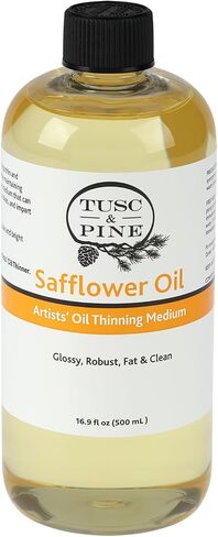 Tusc & Pine Pine Safflower Oil للطلاء - زجاجة 16.9 أوقية - وسط الطلاء للفنانين المحترفين ، تعزيز التدفق والشفافية ، أرق خالي من المذيبات ، مكبوتة على دفعات صغيرة في ولاية كارولينا الشمالية in Kuwait
