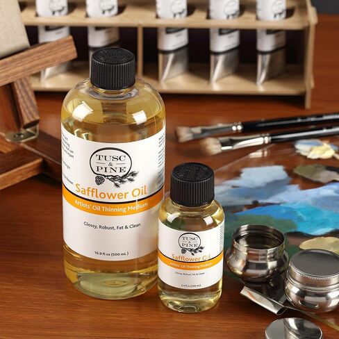 Tusc & Pine Pine Safflower Oil للطلاء - زجاجة 16.9 أوقية - وسط الطلاء للفنانين المحترفين ، تعزيز التدفق والشفافية ، أرق خالي من المذيبات ، مكبوتة على دفعات صغيرة في ولاية كارولينا الشمالية in Kuwait