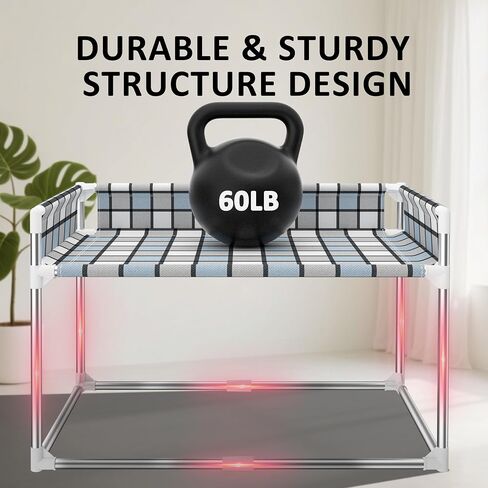 Bedside Window Pet Cat Bed - Dog Bed with Guardrail Extension Attached to Human Bed Height Elevated Dogs Cats Window Perch Bedside Dog Cot Sleeper Hammock Furniture Pet Beds (34'' x 20'' x 24'') in Kuwait