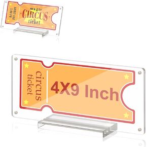 Acrylic Ticket Stub Holder with Base 4x9 Inch Clear Ticket Stub Display Ticket Stub Organizer Double-Sided Ticket Protector Paper Currency Holder for Display and Protect Movie Concert Show Play Ticket in Kuwait