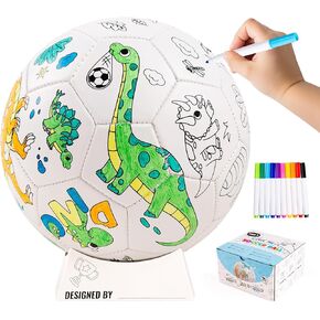 EVERICH TOY Paint Your Own Soccer Ball with Markers, Toddler Arts and Crafts Soccer Gifts, Kids Soccer Ball Size 3 Unicorn Toys for Girls Boys, Sports Drawing DIY Design Color Play Ball Game with Pump in Kuwait