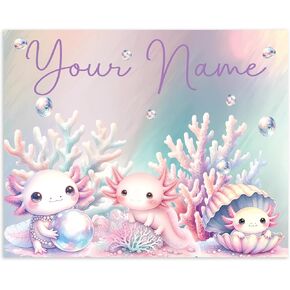 Custom Axolotl Canvas Sign for Kids' Rooms - Available in 14" x 11" and 20" x 16" Sizes | Light or Dark Canvas Available | Made In USA | Parent Listing (14x11 inch, Pink Axolotls) in Saudi Arabia