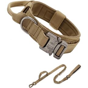 Durable Tactical Dog Collar and Leash Adjustable Military Pet Collar Leash Medium Large Dog German Shepherd Training Accessories Set(Black Medium) in Kuwait