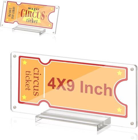 Acrylic Ticket Stub Holder with Base 4x9 Inch Clear Ticket Stub Display Ticket Stub Organizer Double-Sided Ticket Protector Paper Currency Holder for Display and Protect Movie Concert Show Play Ticket in Kuwait
