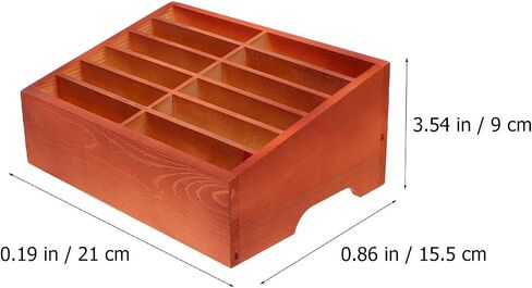 12 Grids Wooden Cell Phone Holder, Wood Phone Stand Desktop Organizer Box Mobile Storage Sorting Tray for Office Home School Classroom Desk Calculator in Saudi Arabia