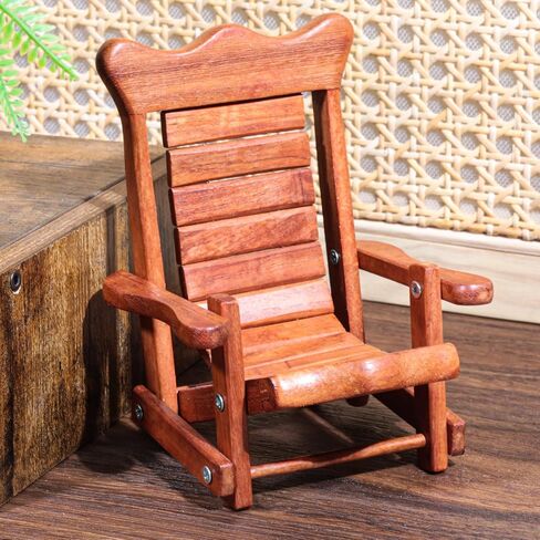 Mini Wooden Rocking Chair Phone Holder Stand – Handmade Solid Wood Cell Phone Stand for Desk, Cute Rustic Phone Holder for Office, Bedroom, Home Décor and Gifts in Saudi Arabia