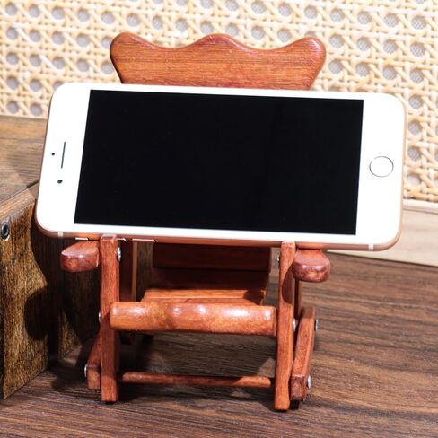 Mini Wooden Rocking Chair Phone Holder Stand – Handmade Solid Wood Cell Phone Stand for Desk, Cute Rustic Phone Holder for Office, Bedroom, Home Décor and Gifts in Saudi Arabia