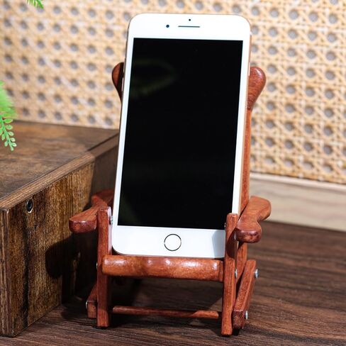Mini Wooden Rocking Chair Phone Holder Stand – Handmade Solid Wood Cell Phone Stand for Desk, Cute Rustic Phone Holder for Office, Bedroom, Home Décor and Gifts in Saudi Arabia