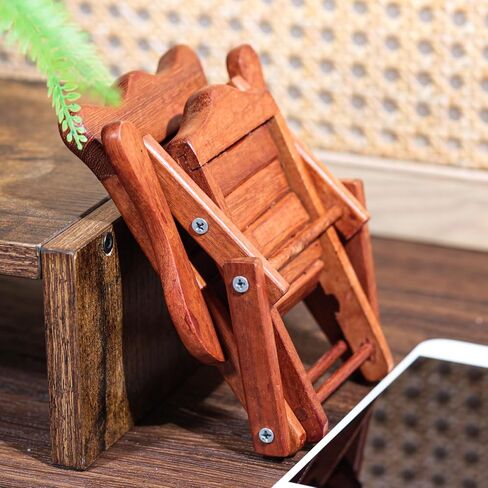Mini Wooden Rocking Chair Phone Holder Stand – Handmade Solid Wood Cell Phone Stand for Desk, Cute Rustic Phone Holder for Office, Bedroom, Home Décor and Gifts in Saudi Arabia
