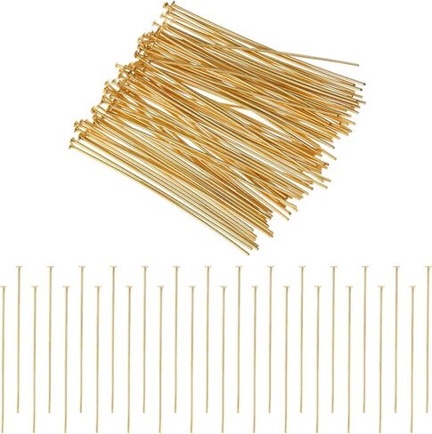 200 PCS مسطح رأس دبابيس للمجوهرات صنع رأسه من الذهب 2 بوصة دبابيس نحاس دبوس رأس الدبوس مسطح الرؤوس خياطة مع رؤوس لقلادة سوار حلق حلق القلادة. in Kuwait