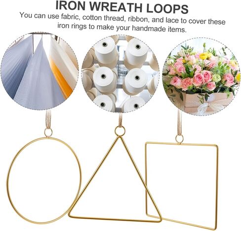 Healifty 3 Sets DIY Wreath Frame Hoops Iron Flower Hanging Decor for Home Wall and Party Includes and Shapes for Creative Crafting in Saudi Arabia