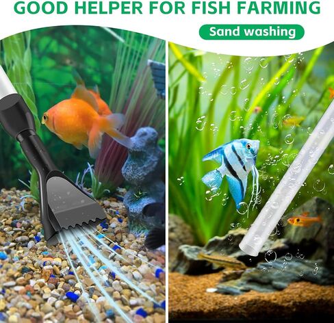 Aquarium Gravel Cleaner,Fish Tank Cleaner,Manual Vacuum Water Changer with 30ml Aquarium Vacuum Waste Remover Dropper, Cleaning Brush,Use for Water Changing Gravels Sand Washing in Saudi Arabia