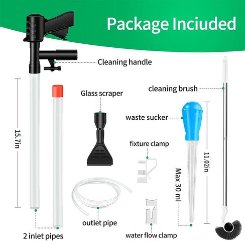 Aquarium Gravel Cleaner,Fish Tank Cleaner,Manual Vacuum Water Changer with 30ml Aquarium Vacuum Waste Remover Dropper, Cleaning Brush,Use for Water Changing Gravels Sand Washing in Saudi Arabia