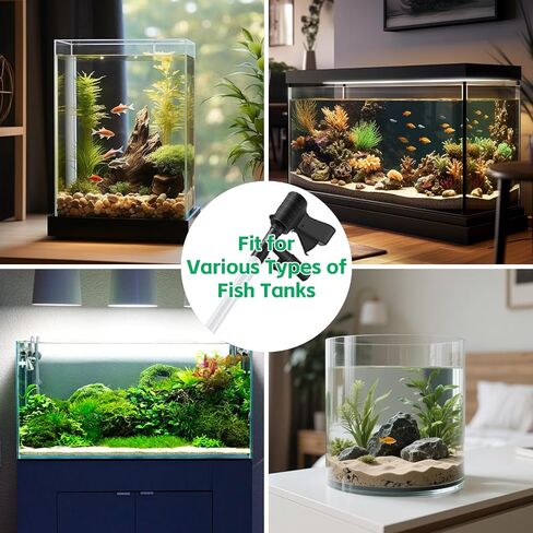 Aquarium Gravel Cleaner,Fish Tank Cleaner,Manual Vacuum Water Changer with 30ml Aquarium Vacuum Waste Remover Dropper, Cleaning Brush,Use for Water Changing Gravels Sand Washing in Saudi Arabia