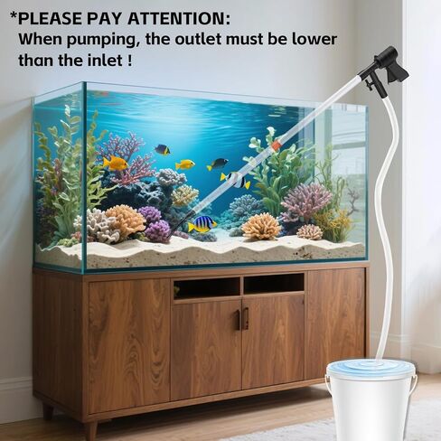 Aquarium Gravel Cleaner,Fish Tank Cleaner,Manual Vacuum Water Changer with 30ml Aquarium Vacuum Waste Remover Dropper, Cleaning Brush,Use for Water Changing Gravels Sand Washing in Saudi Arabia