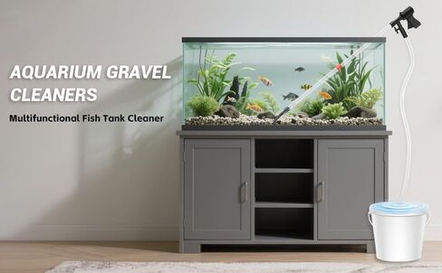 Aquarium Gravel Cleaner,Fish Tank Cleaner,Manual Vacuum Water Changer with 30ml Aquarium Vacuum Waste Remover Dropper, Cleaning Brush,Use for Water Changing Gravels Sand Washing in Saudi Arabia
