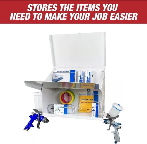 Magnetic Spray Booth Box White- Double Compartment Cabinet with Double Spray Paint Gun Holder, Spray Gun Holder, Spray Paint Storage Box Cabinet for The Interior of Spray Booth, Spray Gun Box- 1681 in Saudi Arabia