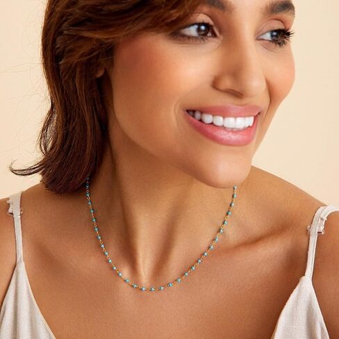 Turquoise Choker, Dainty Natural Turquoise Beaded Choker Necklaces for Women, Bohemian Gold Plated Turquoise Jewelry Small Beaded Necklace (Turquoise) in Saudi Arabia