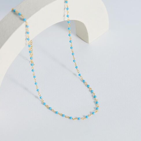 Turquoise Choker, Dainty Natural Turquoise Beaded Choker Necklaces for Women, Bohemian Gold Plated Turquoise Jewelry Small Beaded Necklace (Turquoise) in Saudi Arabia