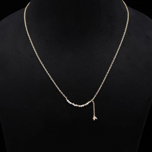POSHPENDANT Gold Plated Peridot Bead Necklace – 2–2.5mm Handmade Dainty Chain – Fresh Green Minimalist Jewelry for Women in Saudi Arabia