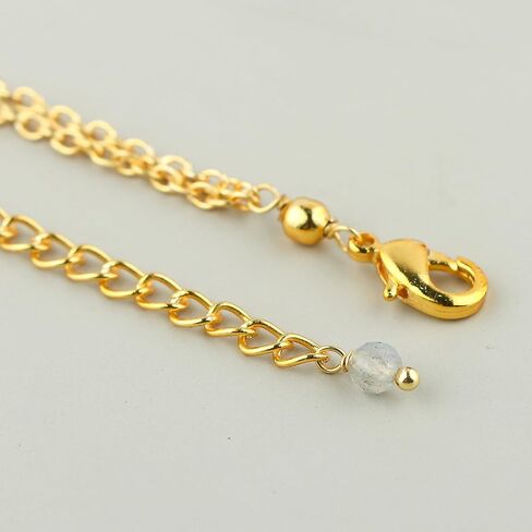 Labradorite Beads 2-Layer Gemstone Choker Necklace – 14K Gold Plated Dainty Stackable Choker for Women – Elegant Layered Paperclip Chain Jewelry Gift for Her (Labradorite) in Saudi Arabia