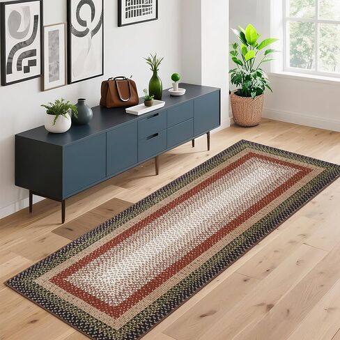 سجاد GAOMON لغرفة المعيشة مقاس 8 × 10 بوهو مطبوع قابل للغسل، سجاد منطقة مضفرة حديثة لغرفة المعيشة، سجادة غرفة نوم غير قابلة للانزلاق، سجادة أرضية منخفضة الوبر غير قابلة للتساقط للمزرعة والمنزل والمكتب باللون البني in Kuwait