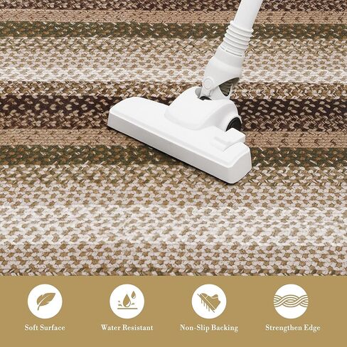 سجاد GAOMON لغرفة المعيشة مقاس 8 × 10 بوهو مطبوع قابل للغسل، سجاد منطقة مضفرة حديثة لغرفة المعيشة، سجادة غرفة نوم غير قابلة للانزلاق، سجادة أرضية منخفضة الوبر غير قابلة للتساقط للمزرعة والمنزل والمكتب باللون البني in Kuwait