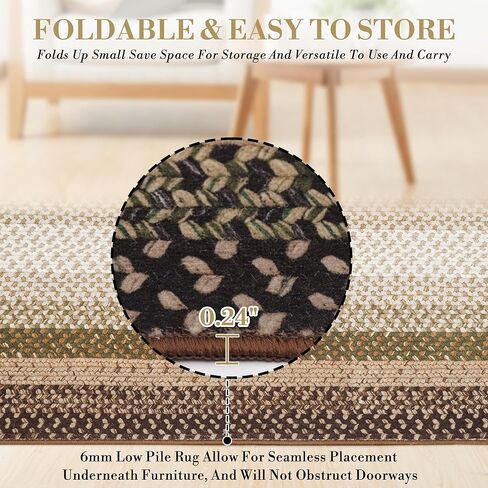 سجاد GAOMON لغرفة المعيشة مقاس 8 × 10 بوهو مطبوع قابل للغسل، سجاد منطقة مضفرة حديثة لغرفة المعيشة، سجادة غرفة نوم غير قابلة للانزلاق، سجادة أرضية منخفضة الوبر غير قابلة للتساقط للمزرعة والمنزل والمكتب باللون البني in Kuwait