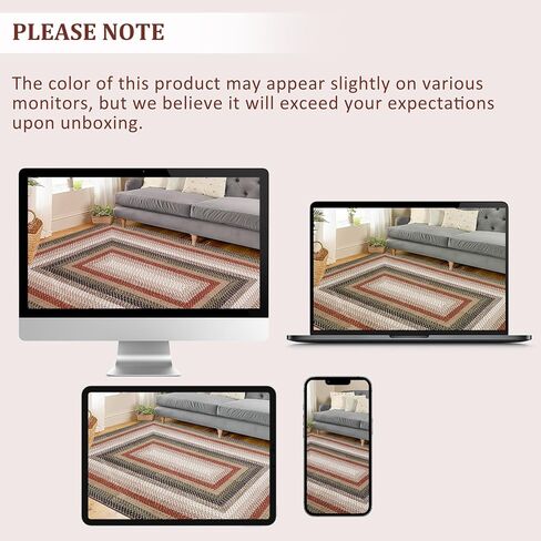 سجاد GAOMON لغرفة المعيشة مقاس 8 × 10 بوهو مطبوع قابل للغسل، سجاد منطقة مضفرة حديثة لغرفة المعيشة، سجادة غرفة نوم غير قابلة للانزلاق، سجادة أرضية منخفضة الوبر غير قابلة للتساقط للمزرعة والمنزل والمكتب باللون البني in Kuwait