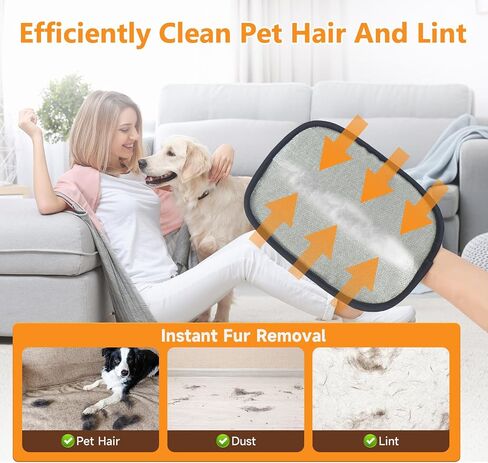 2 Pcs Pet Hair Removal Glove for Cats & Dogs,Newly Upgraded Pet Hair Gloves Electrostatic Pet Hair Remover Gloves,Reusable Pet Hair Remover Tool For Couch Clothes Carpet Car Seat,9.45 *7.1 in in Saudi Arabia