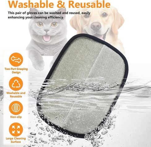 2 Pcs Pet Hair Removal Glove for Cats & Dogs,Newly Upgraded Pet Hair Gloves Electrostatic Pet Hair Remover Gloves,Reusable Pet Hair Remover Tool For Couch Clothes Carpet Car Seat,9.45 *7.1 in in Saudi Arabia