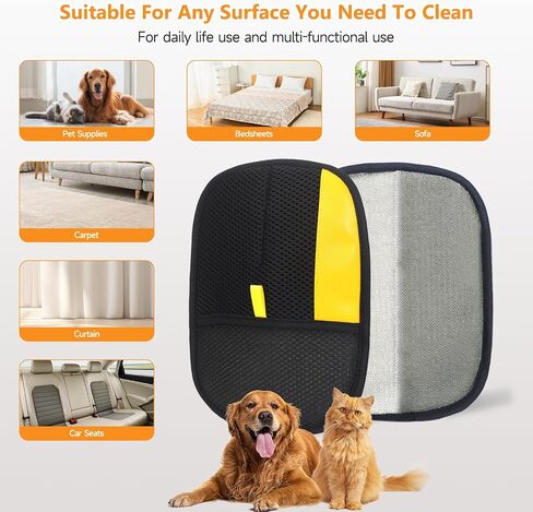 2 Pcs Pet Hair Removal Glove for Cats & Dogs,Newly Upgraded Pet Hair Gloves Electrostatic Pet Hair Remover Gloves,Reusable Pet Hair Remover Tool For Couch Clothes Carpet Car Seat,9.45 *7.1 in in Saudi Arabia