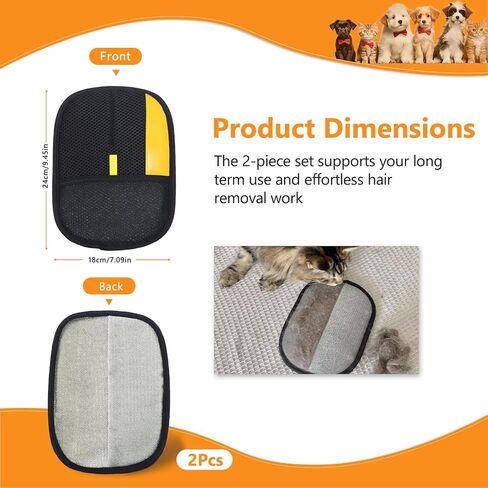 2 Pcs Pet Hair Removal Glove for Cats & Dogs,Newly Upgraded Pet Hair Gloves Electrostatic Pet Hair Remover Gloves,Reusable Pet Hair Remover Tool For Couch Clothes Carpet Car Seat,9.45 *7.1 in in Saudi Arabia