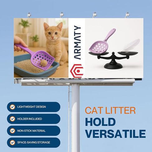 Small cat Litter Scooper with Holder: Perfect for Small Spaces. cat Litter Scooper with Holder: Easy to Store Anywhere. cat Scooper for Litter Box - Pellet Litter Scoop (Dark Grey) in Kuwait