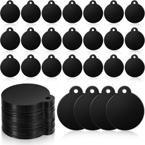50 Pack Blank Dog Tags for Engraving Round Metal Stamping Blanks 1.18 Inch Metal Tags for Stamping, Blank Tag Aluminum Black Engraving Discs Signs Crafts Blanks Keychain in Saudi Arabia